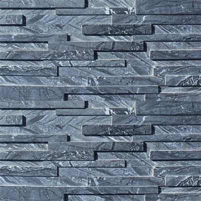 Dekorativ 3D staplad sten svart marmor med trävener JRED-025